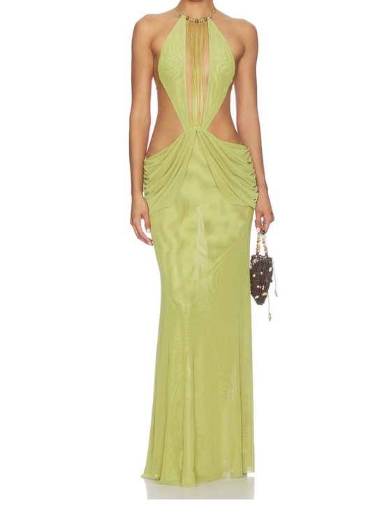 Jaded London Dresses & Skirts - Jaded London Lime Green Cutout Halter Maxi Gown